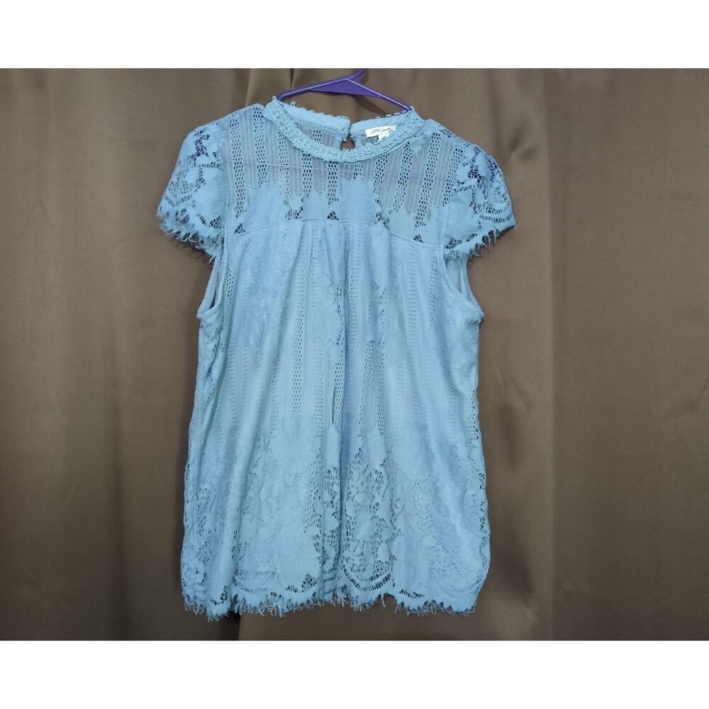 Ultra Pink Crochet Boho Blouse Blue L